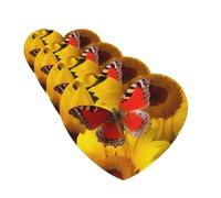 4Pcs Car Air Fresheners Cards Yellow Sunflowers with Red Butterfly Hanging Fragrance Scented Cards Lasting Scent Car Aromatherapy Tablets Auto Rearview Mirror Pendant for Wardrobe Shoe Cabinet