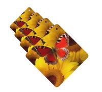 4Pcs Car Air Fresheners Cards Yellow Sunflowers with Red Butterfly Hanging Fragrance Scented Cards Lasting Scent Car Aromatherapy Tablets Auto Rearview Mirror Pendant for Wardrobe Shoe Cabinet