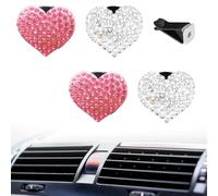 4Pcs Car Air Fresheners Vent Clips, Bling Heart Air Vent Clips with Fragrance Pads, Car Interior Decor Charm for Women and Girls
