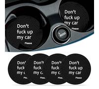 4PCS Car Cup Coaster, Universal Non Slip Cup Holder Embedded Coaster, PVC Car Cup Holder Insert Coaster, Funny Trick Decorative Gift, Interior Accessories, Suitable for Most Car Interior, Black