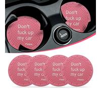4PCS Car Cup Coaster, Universal Non Slip Cup Holder Embedded Coaster, PVC Car Cup Holder Insert Coaster, Funny Trick Decorative Gift, Interior Accessories, Suitable for Most Car Interior, Pink