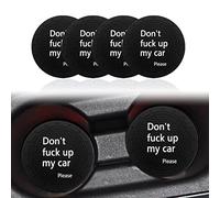 4PCS Car Cup Holder Coaster, Don't up My Car Please, Non-Slip Cup Holder Embedded Decorative Funny Coaster Suitable for Most Automobile Interior Accessories for Women Men (Black)