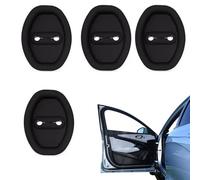 4Pcs Car Door Lock Buckle Protectors, Compatible with VW Scirocco Passat, Anti-Collision Shock Absorbing Silicone Pad Silent Accessories,1-Black