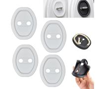 4Pcs Car Door Lock Cover for Kia Soul (AM PS SK3 2008-2025 2026), Thick Silicone Door Latch Protector, Anti-Rust & Anti-Collision Buffer Pad, Sound Deadening Cushion Sticker,Blue-4pcs (White)