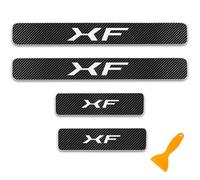 4pcs Car Door Sill Protector Carbon Fiber for Jaguar XF Welcome Pedal Strips Kick Plates Styling Accessories with Film Scraper (White)