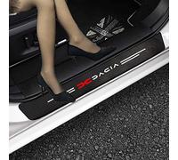 4Pcs Car Door Sill Protector for DACIA Duster Sandero Spring Logan, Carbon Fiber Leather Car Kick Plates, Car Welcome Pedal Scuff Plate Cover, Automobile Threshold Decoration Strip with Logo B