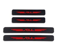 4pcs Car Door Sill Protector for KIA SPORTAGE CEED Carbon Fiber Threshold Protective Strips Film Kick Plate Cover Sticker Styling Accessories (Soul Red)