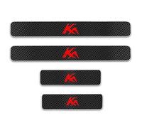 4pcs Car Door Sill Protector Strips Carbon Fiber Threshold Protective Film Kick Plate Cover Sticker for Fo-rd Car Accessories,KA Red