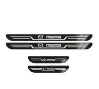 4Pcs Car Door Sill Protector Strips for Mazda Atenza Sport Wagon, Stainless Steel Kick Plates Welcome Pedal Threshold Protective Film Door Sill Bumper Protective Film,Black-1