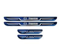 4Pcs Car Door Sill Protector Strips for Mazda Atenza Sport Wagon, Stainless Steel Kick Plates Welcome Pedal Threshold Protective Film Door Sill Bumper Protective Film,Blue