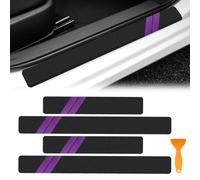 4Pcs Car Door Sill Protector Strips,Universal Carbon Threshold Protective Stickers,Anti-Tread Door Entry Guards for Vehicle Protection (Purple)