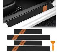 4Pcs Car Door Sill Protector Strips,Universal Carbon Threshold Protective Stickers,Anti-Tread Door Entry Guards for Vehicle Protection (Yellow)