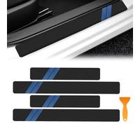 4Pcs Car Door Sill Protector Strips,Universal Carbon Threshold Protective Stickers,Anti-Tread Door Entry Guards for Vehicle Protection (Blue)