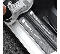 4Pcs Car Door Sill Scuff Plate Decals for Suzuki S-Cross SX4 Swift Jimny Alto Grand Vitara Ignis Samurai, Automobile Threshold Protection Sticker Carbon Fiber Car Kick Plates (White)