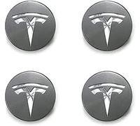 4pcs Car Hub Cap for Tesla Model Y,3D Stickers Automotive Wheel Center Cover with Car Logo Emblem Styling Accessories,Grey White