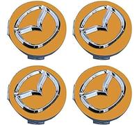 4Pcs Car Hub Centre Caps for Mazda 2 3 6 MX5 MX30 CX3 CX8 56mm, Car Wheel Center Caps Hub Centre Caps Tyre Trim Wheel Center with Car Logo Emblem Car Accessories, B Yellow