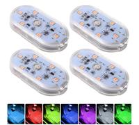 4Pcs Car Led Interior Lights, 7 Colors Wireless Ambient Lighting Car Interior, USB Rechargeable Touch Car Interior Reading Light, Portable Led Lights for Cars, Rvs, Trucks and Camper