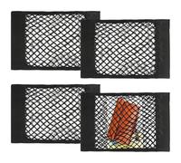 4Pcs Car Mesh Cargo Net, Elastic Storage Net, 40×25CM Elastic String Net, Mesh Storage Bag, Car Trunk Net, Mesh Pocket Organiser for Van Motorhome Caravan Boat Car (Black)