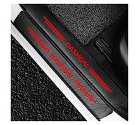 4pcs Car Outer Door Sill Protector Strips Kick Plates Stickers for NIS-san Qashqai, Carbon Fiber Scuff Guard Threshold Cover Pedal Trim Auto Interior Styling Accessories,Red