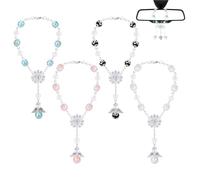 4Pcs Car Pendant Rosary Beads Catholic,Cross Car Rearview Mirror Hanging Ornament Auto Interior and Home Decoration Accessories Pearls Baptism Rosary Bracelet Car Hanging Accessories Interior Decors