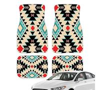 4pcs Car Rug - Antique Oriental Turkish Persian Carpet Front Rear Carpet Mat | Fiber Polyester Car Carpets Mat | Car Accessories Fit for Car, SUV, Truck and Van