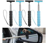 4pcs Car Side Mirror Squeegee, Retractable Car Rearview Mirror Wiper Mini Car Mirror Cleaner Cleaning Tool Vehicle Accessories for Car Windows Rainy Foggy Weather(Black, Blue)