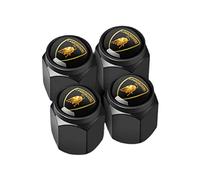 4Pcs Car Tire Valve Caps for Lamborghini Car Valve Cap Tire Stem Dust Cover with Seal Ring Car Protection Accessories,Black