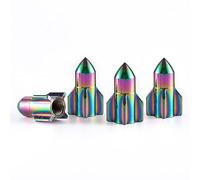 4pcs Car Tire Valve Stem Caps, 4pcs Rocket Shape Tire Caps, Wheel Tire Valve, Aluminum Alloy Car Tire Air Cap Cover Universal Stem Covers for Cars Trucks Motorcycles SUVs and Bikes (Colorful)