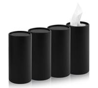 4PCS Car Tissue Holder for Car Cup Holder,Minimalist Ccar Tissues Cylinder of Travel Tissues Replace 50 Facial Tissue,Universal Ccar Accessories Ccar Tissue Box for Most Vehicles (4 Pure Black)