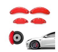 4pcs Car Wheel Brake Caliper Cover Stickers For Land Rover Range Rover 2013-2017, Aluminum Brake Pads 3d Style Front Rear Exterior Body Kit With logo pattern,A Red