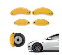 4pcs Car Wheel Brake Caliper Cover Stickers For Volvo XC60 PHEV 2018 2019 2020 2021 2022 2023, Aluminum Brake Pads 3d Style Front Rear Exterior Body Kit With logo pattern,C Yellow
