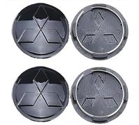 4Pcs Car Wheel Centre Hub Caps for Mitsubishi L200 Single Cab 2019-2024,Waterproof Anti Rust Automotive Wheel Hub Covers with Car Logo Emblem Styling Accessories,Black60mm