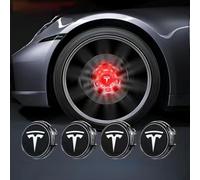 4Pcs Car Wheel Centre Hub Caps for Tesla Model X facelift 2015,Waterproof Anti Rust Automotive Wheel Hub Covers with Car Logo Emblem Styling Accessories,Red
