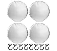 4Pcs Car Wheel Covers with 190T Polyester Fabric and Advanced Anti Wind Hooks for Secure Fit and Protection from Road and Weather Elements (Silver S)