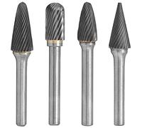 4Pcs Carbide Burr 12mm Double Cut Tungsten Steel Rotating Burr, Heat - Treated Durable Cutting Burrs for Metal Wood Grinding with 6mm Shank for Die Mold Brake Body Shops