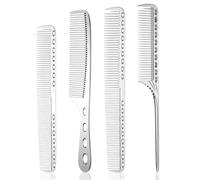 4pcs Carbon Fine Comb Professional Aluminum Dressing Comb for Hair Styling,Included Hair Cutting Comb,Metal Rat Tail Comb,Detangling Comb,Handle Comb for Women Men Barber Supplies