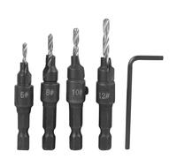 4Pcs Carbon Steel Drill Bit Kit 6-12# with Hex
