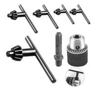 4Pcs Carbon Steel Drill Chuck Key Wrench Set, 1/4" 3/8" 5/32" Electric Clamping Tool and 1.5-10mm Keyless Drill Chuck for 1/2-20UNF Thread Spindl for Power Tools Accessories