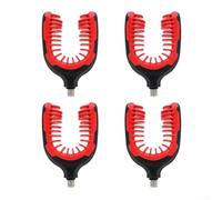 4pcs Carp Fishing Rod Holder Rest Head Set Designed with Elastic TPR Clamp for Secure Rod Gripping and Compatible with Common 3/8 Inch Thread Installations (Red)