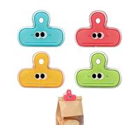 4PCS Cartoon Acrylic Food Clips, Big Eye Bag Clips for Snacks and Kitchen, Reusable Plastic Clip for Food Bag Sealing, Great for Freezer Bags Lunch Bags Coffee Pantry Organization Travel