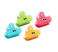 4PCS Cartoon Acrylic Food Clips, Big Eye Bag Clips for Snacks and Kitchen, Reusable Plastic Clip for Food Bag Sealing, Great for Freezer Bags Lunch Bags Coffee Pantry Organization Travel