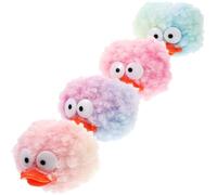 4pcs Cartoon Fluffy Pom Poms Craft Decorations with Back Fastener
