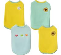 4PCS Cartoon Printing Dog Shirts Dog Vest Puppy T-Shirt Sleeveless Tank Top Soft Breathable Summer Pet Clothes for Small Medium Large Dogs and Cats