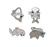 4Pcs Cartoon Shark Brooch Funny Creative Ocean Whale Ribbon Lettering Enamel Pin Set Cute Marine Animal Dolphin Brooches Lapel Pins Badge Backpack Clothing Bag Jacket Decor for Women Girls Boys