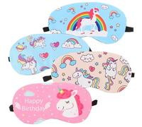 4pcs Cartoon Unicorn Sleep Eye Mask Cloth Lightproof for Naps | Skin Friendly Cloth, Office Workers and Students, Cartoon Print, One Set for Sleeping and Noon Breaks