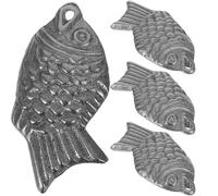 4pcs Cast Iron Fish Cooking Tool for Soup and Drinks, Black