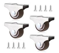4Pcs Caster Wheels 1 inch Low Profile Caster Wheel,Top Plate Fixed Caster for Trundle Bed, Rigid Fixed Non Swivel Casters with Metal Top Plate Rubber Wheels for Cabinet, Drawer