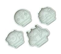 4pcs Castle Cookie Baking Mold Stamps, Abs DIY Baking Tool