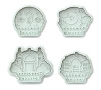 4pcs Castle Cookie Mold for Baking, Reusable Abs Press Tool, White