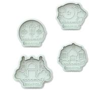 4pcs Castle Cookie Mold Set White Abs Easy Demould DIY Baking